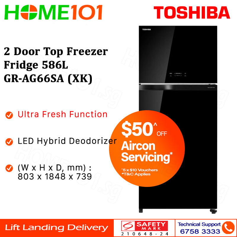 Toshiba 2 Door Top Freezer Fridge 586L GR-AG66SA