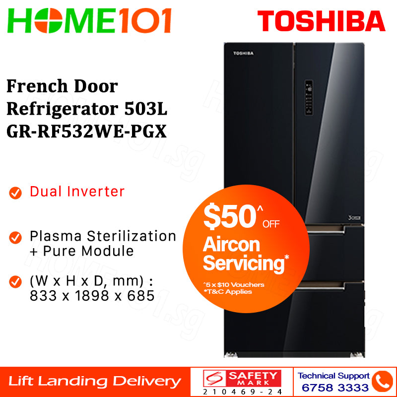 Toshiba French Door Refrigerator 503L GR-RF532WE-PGX