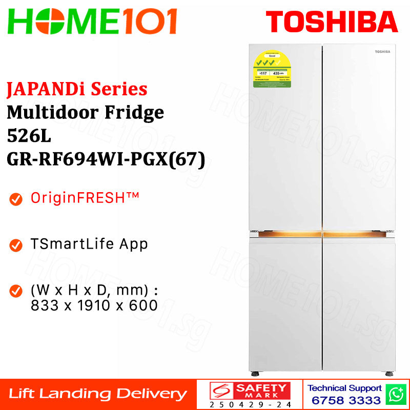 Toshiba JAPANDi Series Multidoor Fridge 526L GR-RF694WI-PGX(67)