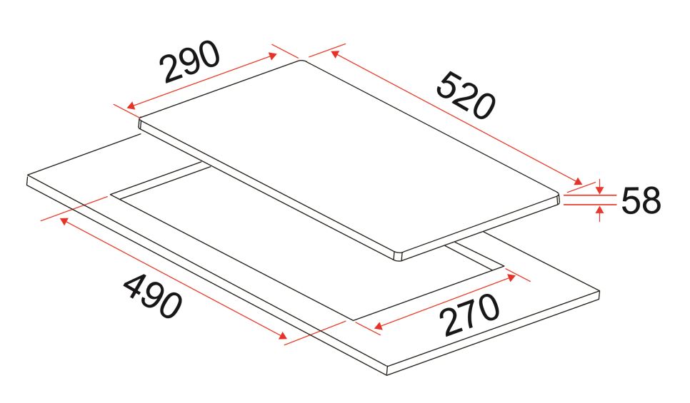 EF 2 Zones Domino Induction Hob HB BI 292 A