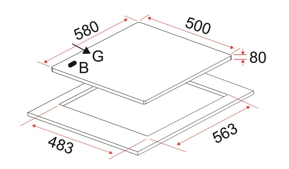 EF 4 Burners Built-In Hob HB FG 4060 TN VSB