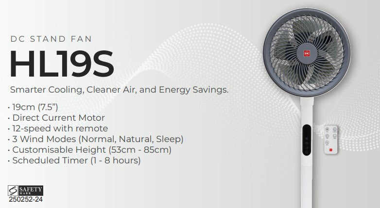 KDK 2-In-1 DC Stand Fan 7.5" with Remote HL19S