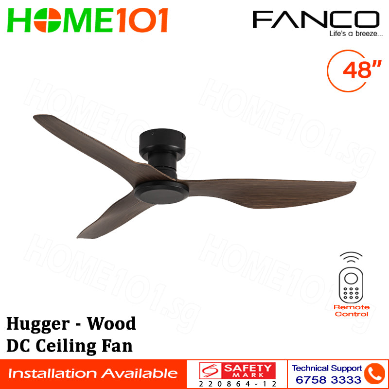 Fanco DC Motor Ceiling Fan with LED Light (Optional) & Remote Control 48" Hugger