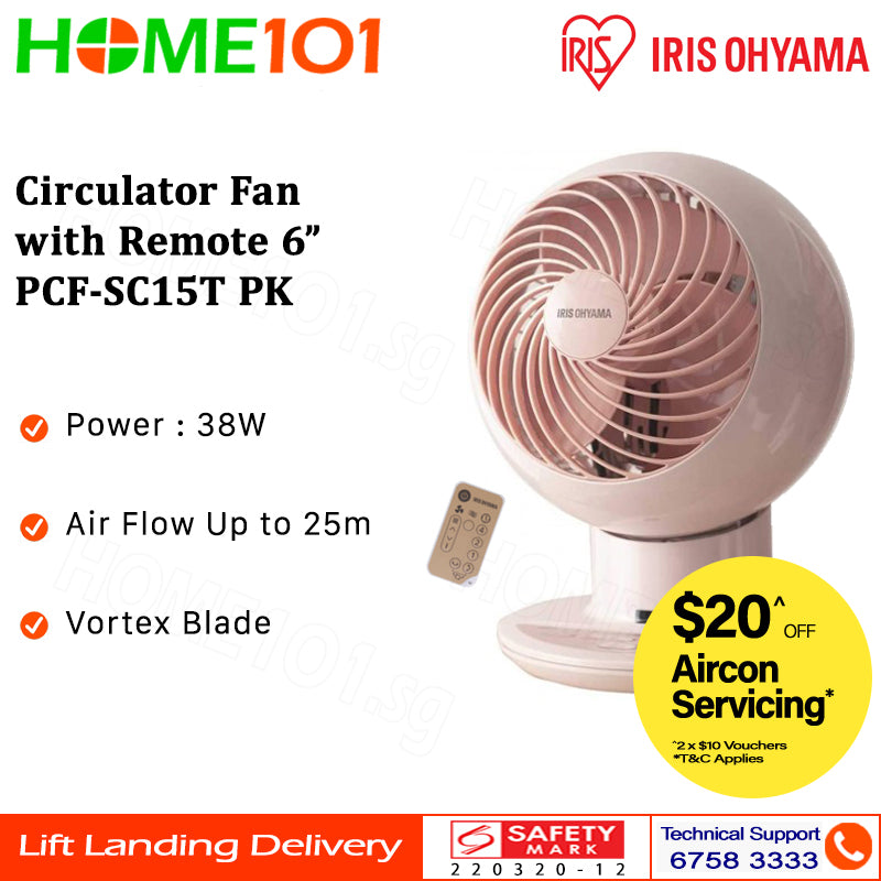 Iris Ohyama Circulator Fan with Remote 6" PCF-SC15T