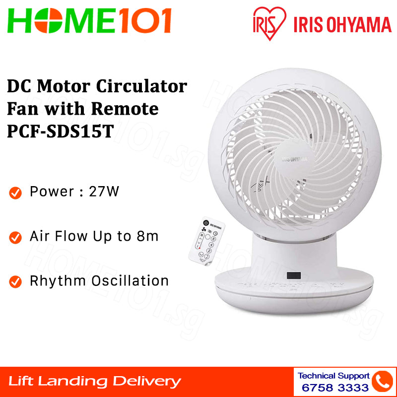 Iris Ohyama DC Motor Circulator Fan with Remote PCF-SDS15T
