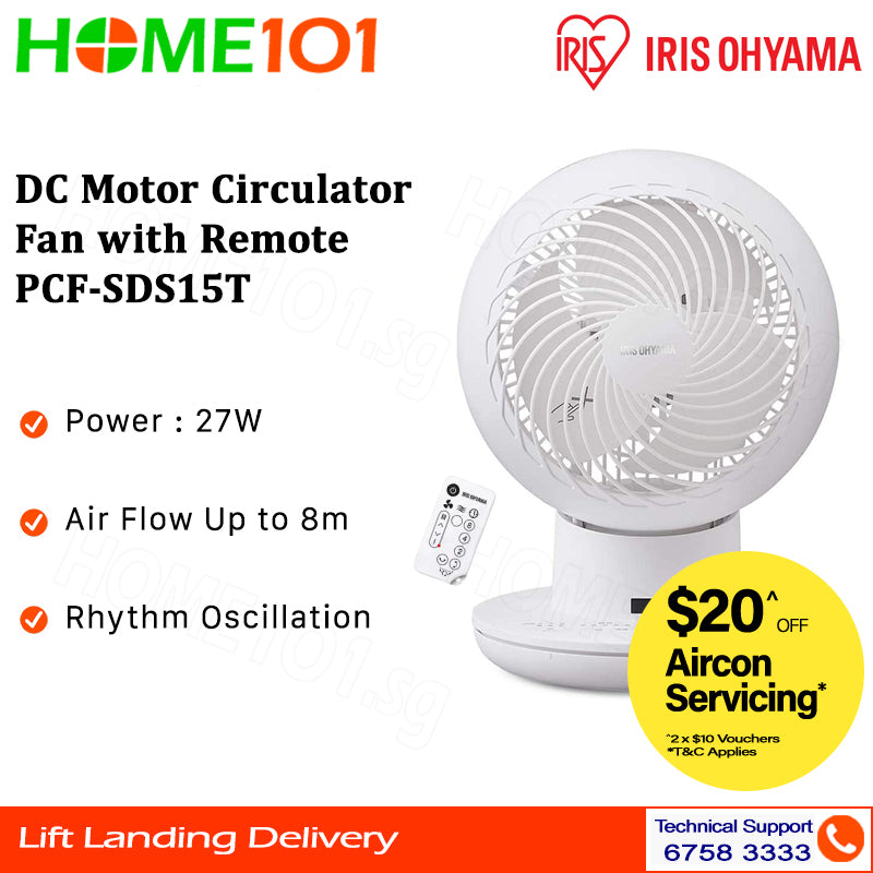 Iris Ohyama DC Motor Circulator Fan with Remote PCF-SDS15T