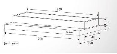 Izola Stainless Steel Slim Line Cooker Hood 90cm S-68