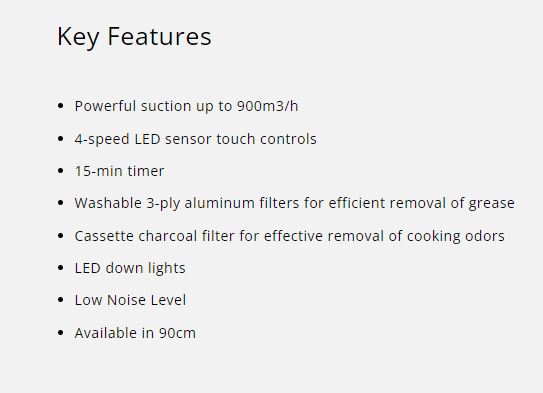 Tecno Tempered Glass Designer Chimney Hood 90cm KA 9688