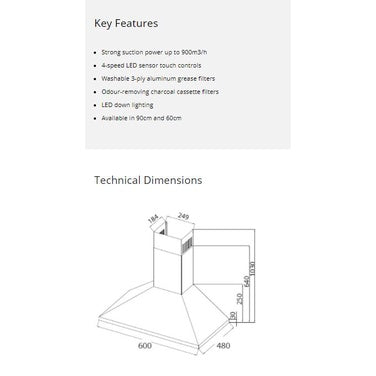Tecno Chimney Hood 60cm KA 2038/60