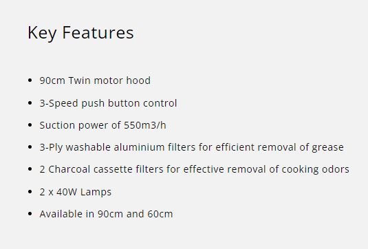 Tecno Slim Line Cooker Hood 60cm KA268