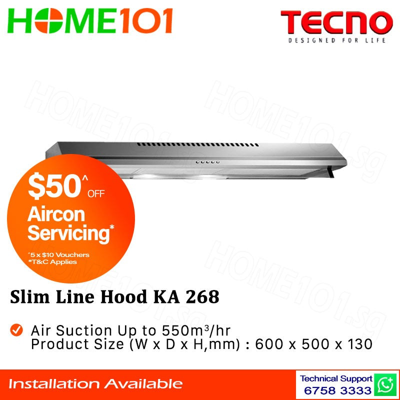 Tecno Slim Line Cooker Hood 60cm KA268