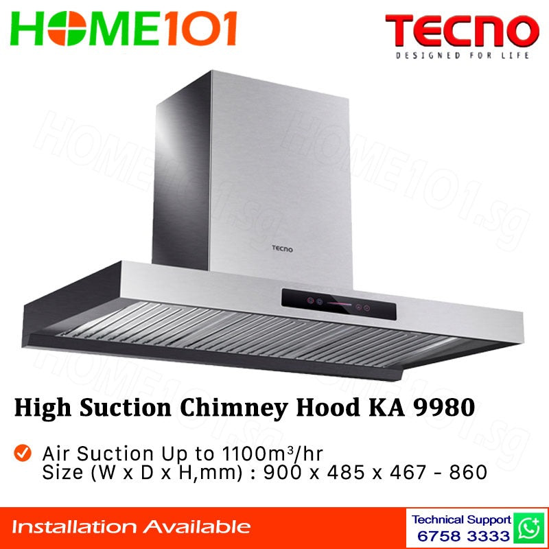 Tecno High Suction Chimney Hood 90cm KA 9980