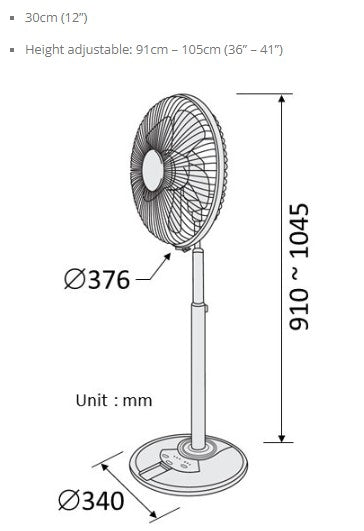 KDK Living Fan 30cm Plastic Blade w/Remote Control N30NH