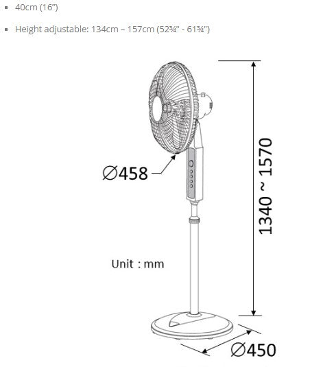 KDK Stand Fan 40cm Metal Blade w/Timer P40VS