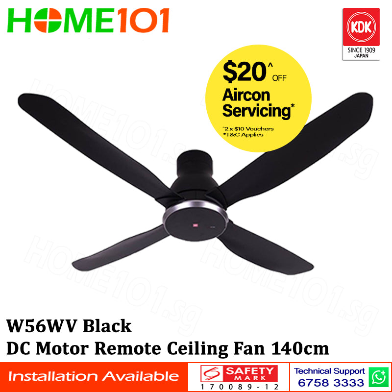 KDK DC Motor Ceiling Fan With Remote Control 150cm W56WV