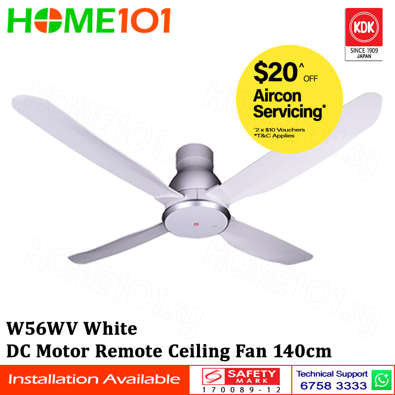KDK DC Motor Ceiling Fan With Remote Control 150cm W56WV
