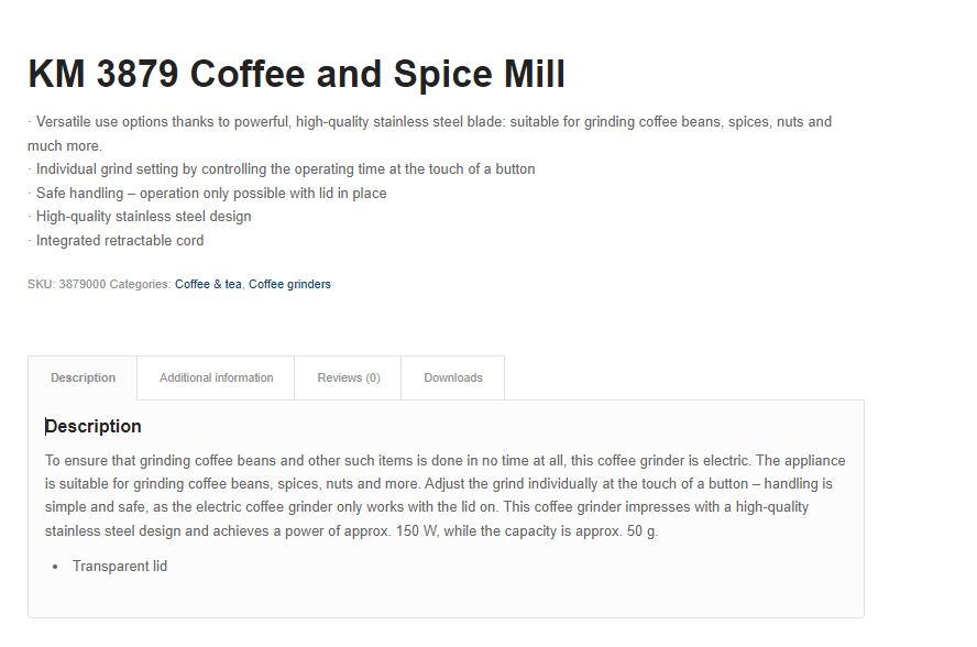 Severin Coffee Grinder & Spice Mill KM 3879