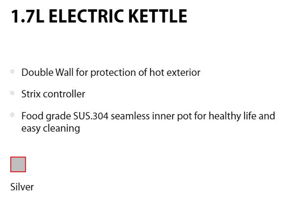 Toshiba Electric Kettle 1.7L KT-17DRRS