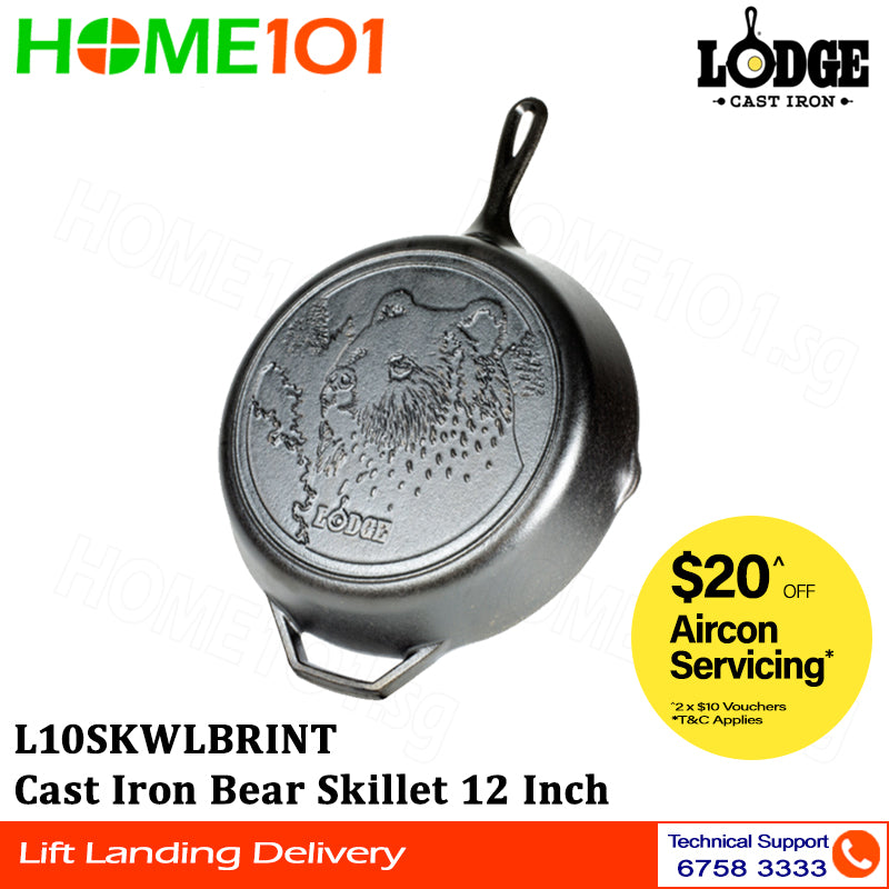 Lodge Cast Iron Bear Skillet 12 Inch L10SKWLBRINT || L10SKWLBR