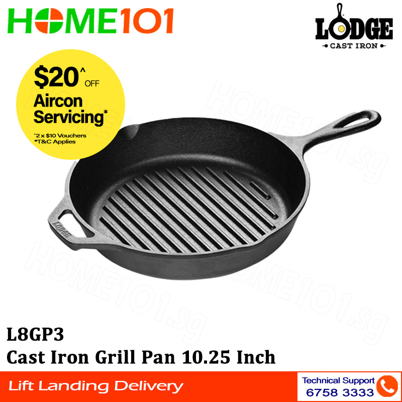 Lodge Cast Iron Grill Pan 10.25 Inch L8GP3