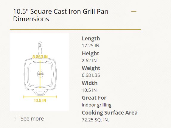 Lodge Cast Iron Grill Pan 10.5 Inch L8SGP3