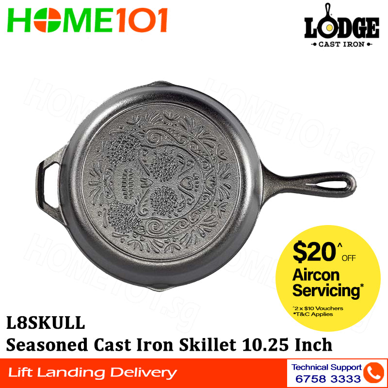 Lodge Seasoned Cast Iron Skillet 10.25 Inch L8SKULL