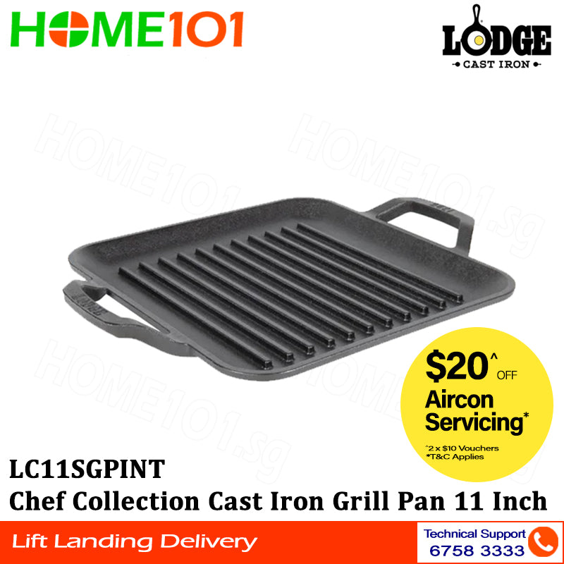Lodge Chef Collection Cast Iron Grill Pan 11 Inch LC11SGPINT || LC11SGP