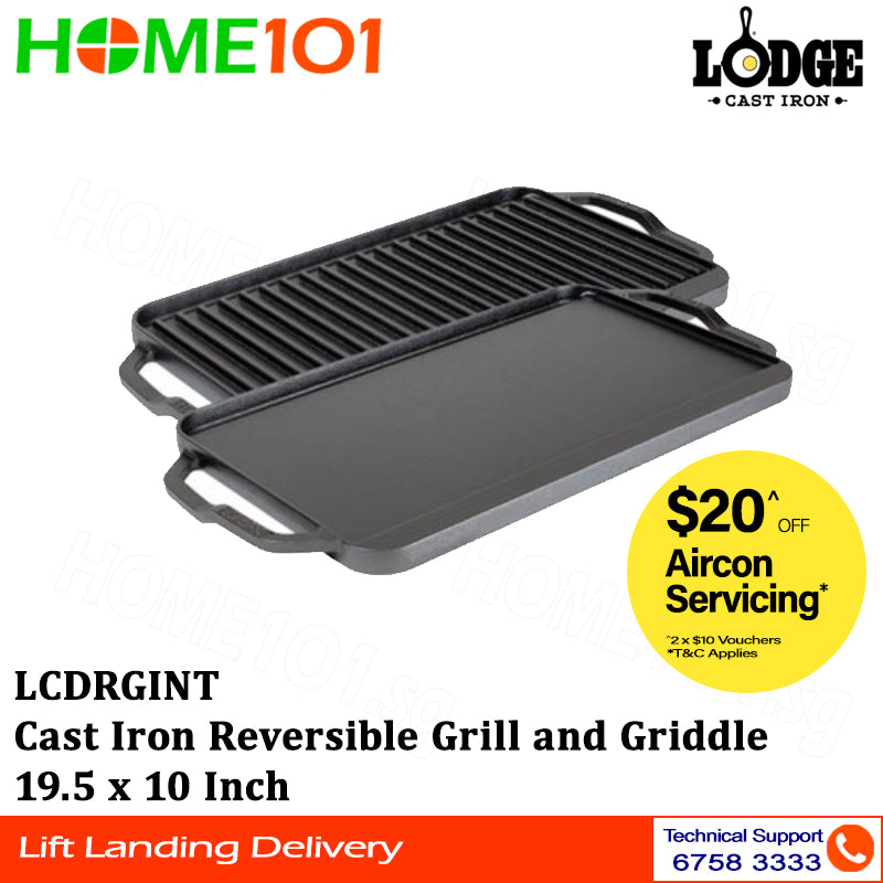 Lodge Cast Iron Reversible Grill / Griddle 19.5 x 10 Inch LCDRGINT || LCDRG (1-Piece)