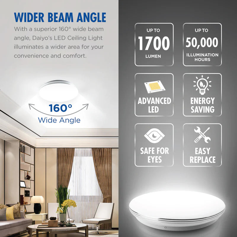 Daiyo 3C LED 18W Ceiling Light with 3-Step Wall Switch LCL 168