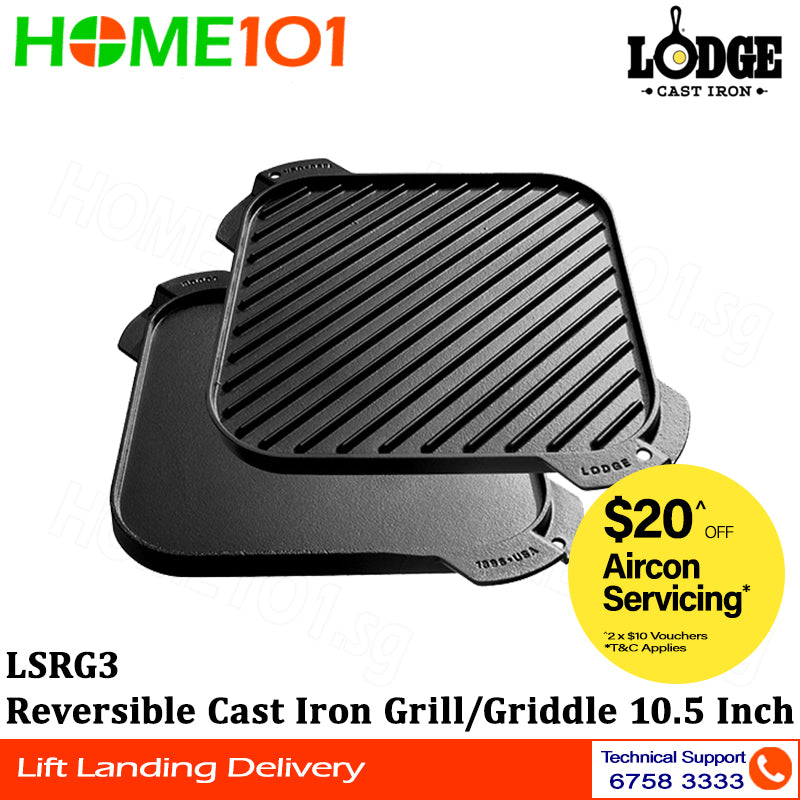 Lodge Reversible Cast Iron Grill / Griddle 10.5 Inch LSRG3 (1-Piece)