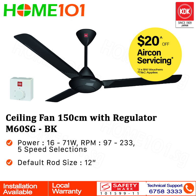 KDK Ceiling Fan 150cm w/ Regulator M60SG