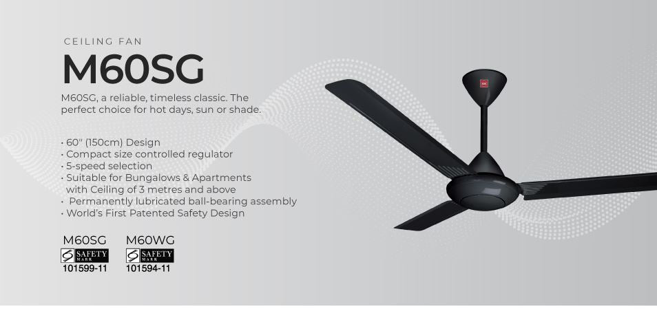 KDK Ceiling Fan 150cm w/ Regulator M60SG