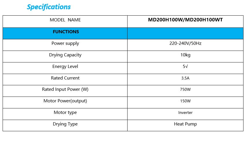 Midea Heat Pump Dryer 10KG MD200H100W & MD200H100WT