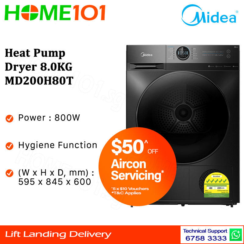 Midea Heat Pump Dryer 8.0KG MD200H80WW & MD200H80T