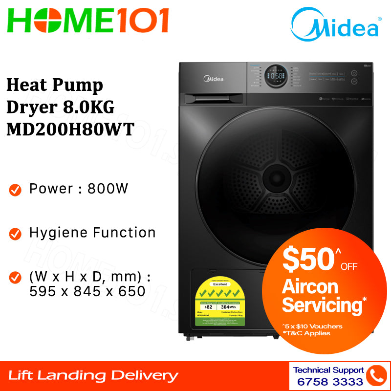 Midea Heat Pump Dryer 8.0KG MD200H80W & MD200H80WT