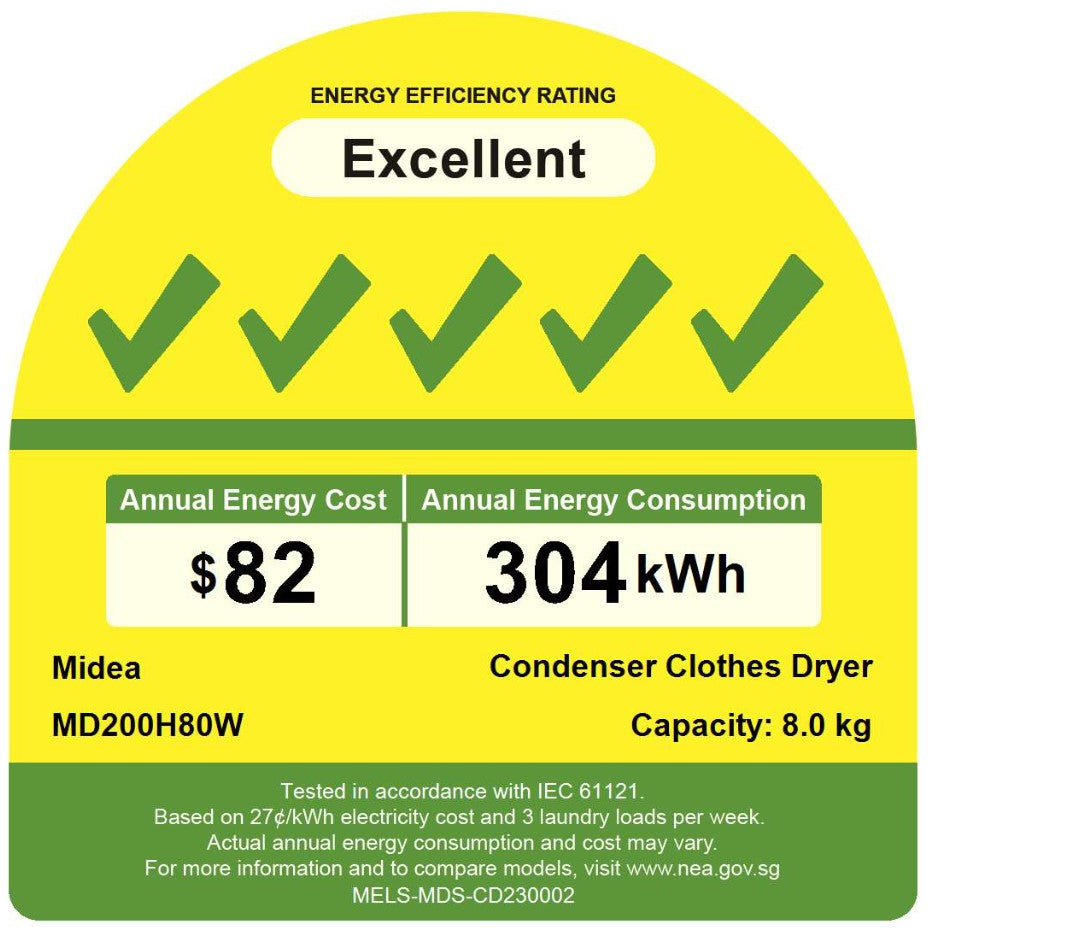 Midea Heat Pump Dryer 8.0KG MD200H80W & MD200H80WT