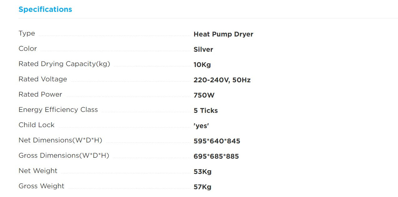 Midea Heat Pump Dryer 10KG MDK1088HP || MDK 1088HP