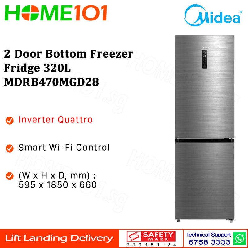Midea 2 Door Bottom Freezer Fridge 320L MDRB470MGD28