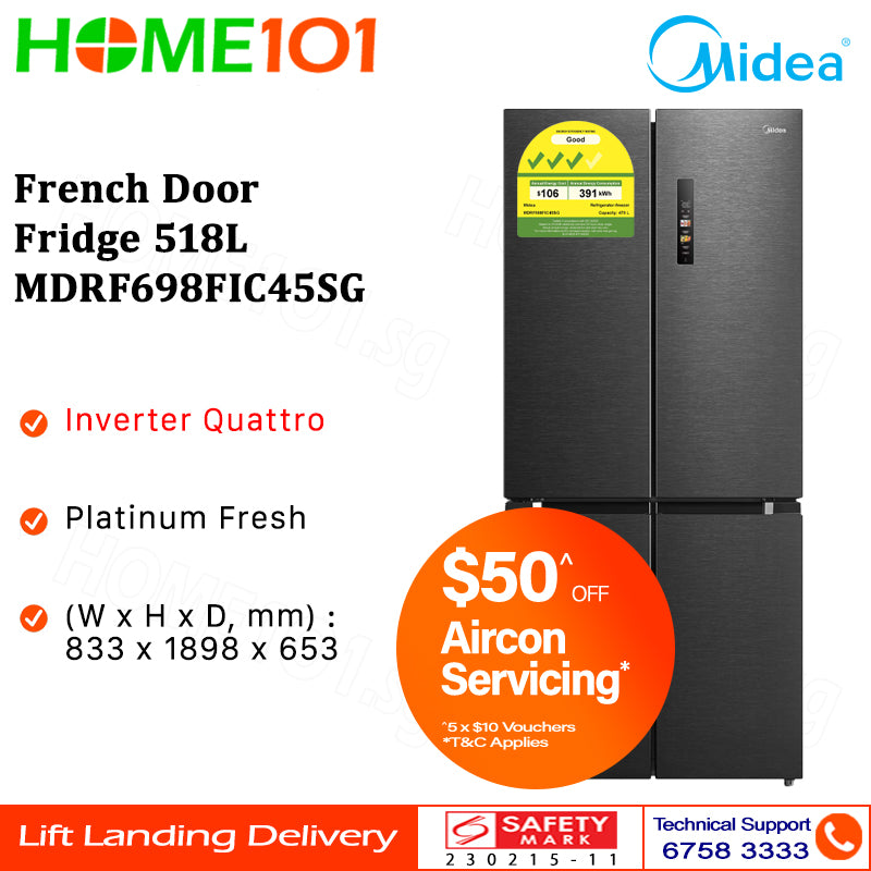 Midea French Door Fridge 518L MDRF698FIC45SG