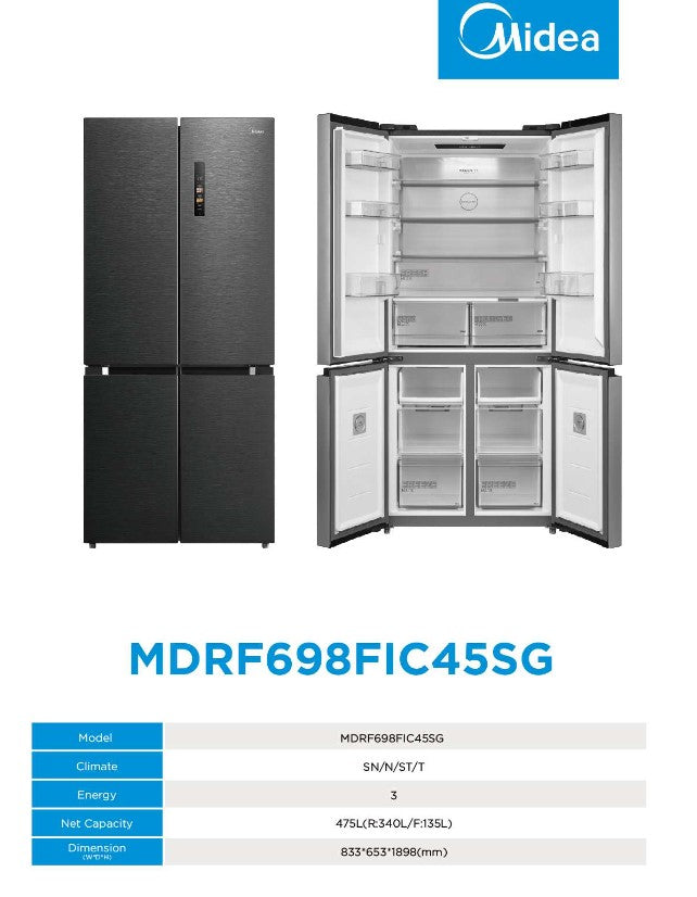 Midea French Door Fridge 518L MDRF698FIC45SG