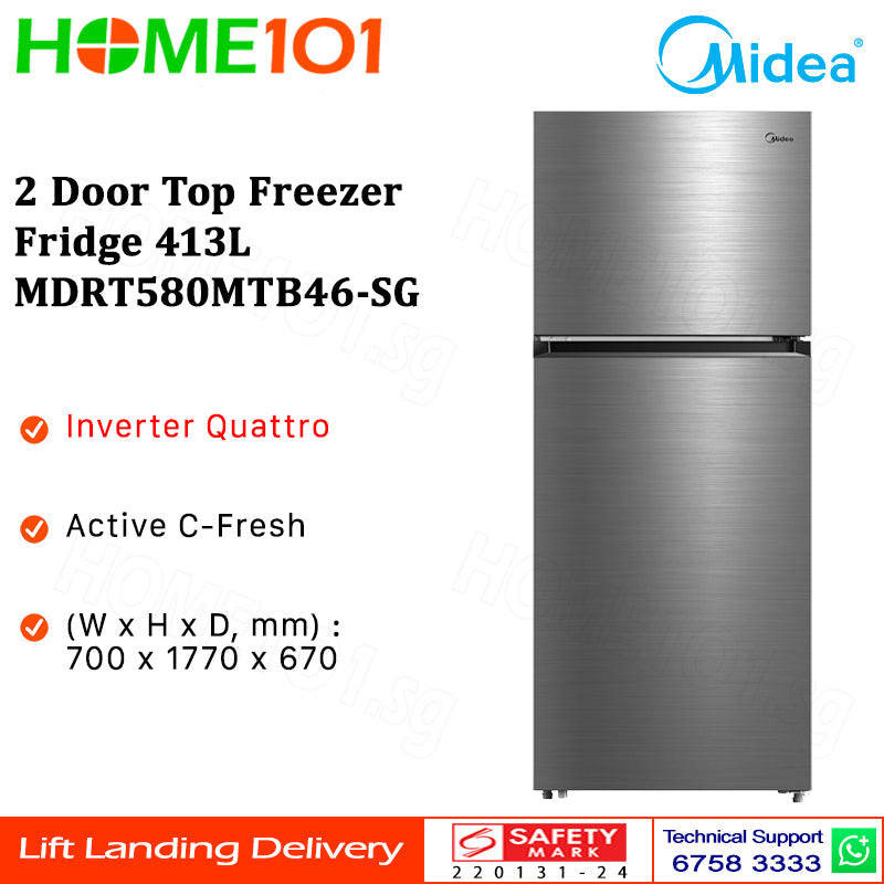 Midea 2 Door Top Freezer Fridge 413L MDRT580MTB || MDRT580MTB46-SG