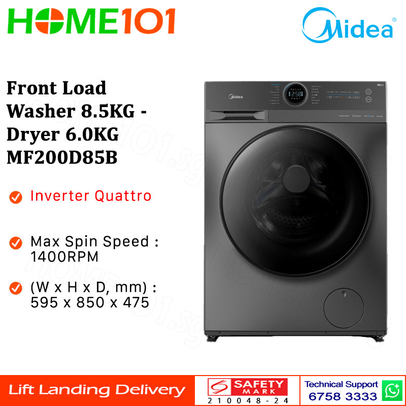 Midea Front Load Washer 8.5KG - Dryer 6.0KG MF200D85B