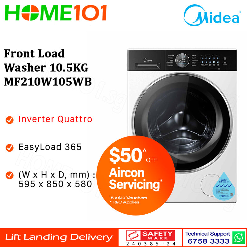 Midea Front Load Washer 10.5KG MF210W105WB