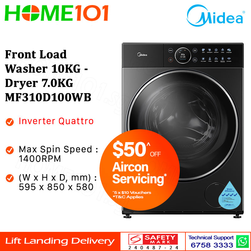 Midea Front Load Washer 10KG - Dryer 7.0KG MF310D100WB