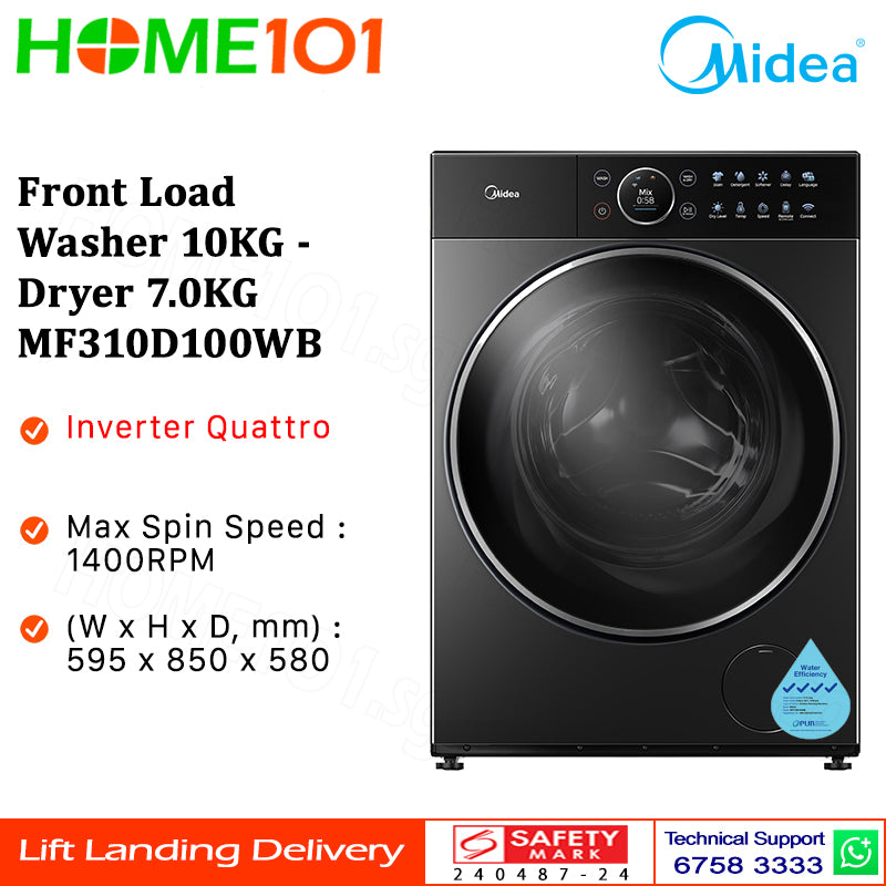 Midea Front Load Washer 10KG - Dryer 7.0KG MF310D100WB