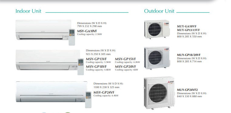 Mitsubishi Inverter Single Split AirCon 10000BTU MUY/MSY-GA10VF - CLIMATE VOUCHER ELIGIBLE