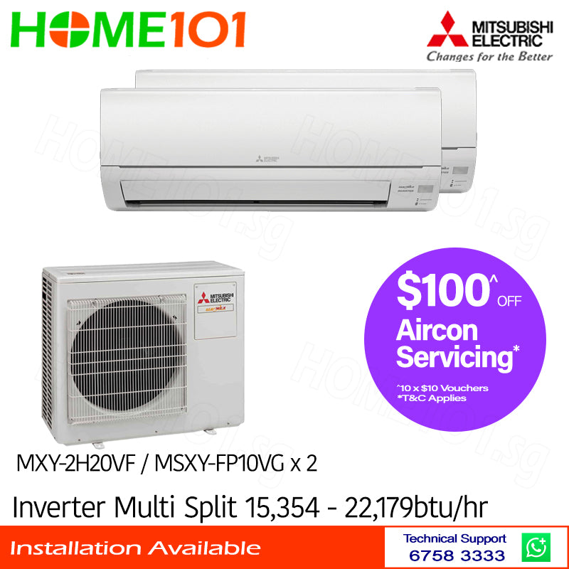 Mitsubishi StarMex Multi-Split AirCon MXY-2H20VF/MSXY-FP10VG x 2 - CLIMATE VOUCHER ELIGIBLE