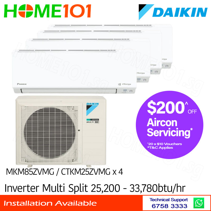 Daikin Inverter Multi-Split AirCon MKM85ZVMG/CTKM25ZVMG x 4 - CLIMATE VOUCHER ELIGIBLE