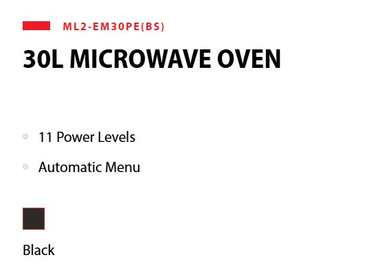 Toshiba Microwave Oven 30L ML2-EM30PE (BS)