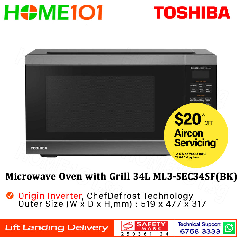 Toshiba Convection Microwave Oven with Grill 34L ML3-SEC34SF(BK)